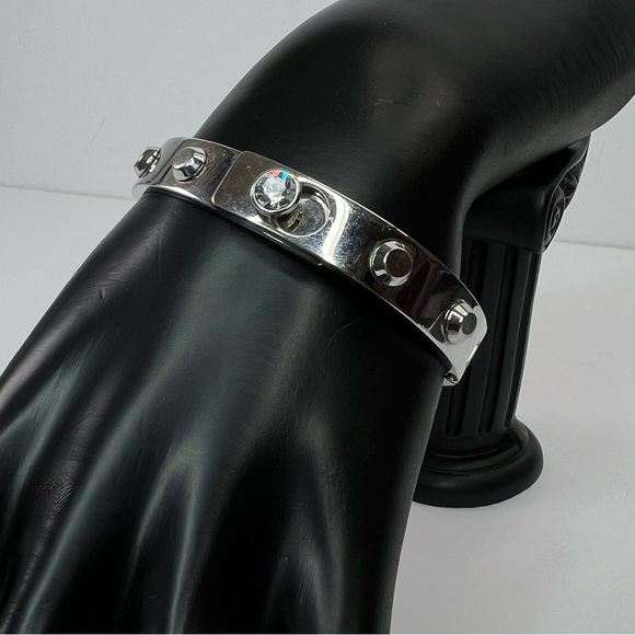 Michael Kors Silver Studded Bangle Bracelet with Crystal Accent - Picture 7 of 13